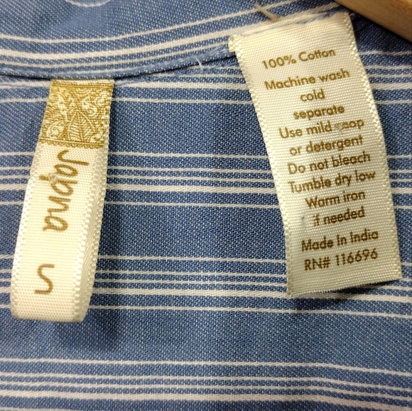 Japna Stripped Shirt Dress Women's S Blue Boho Retro 90s Y2K Casual Beach - Picture 9 of 10